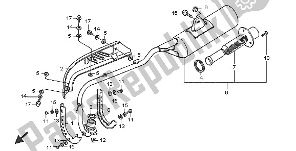 All parts for the Exhaust Muffler of the Honda CRF 70F 2005