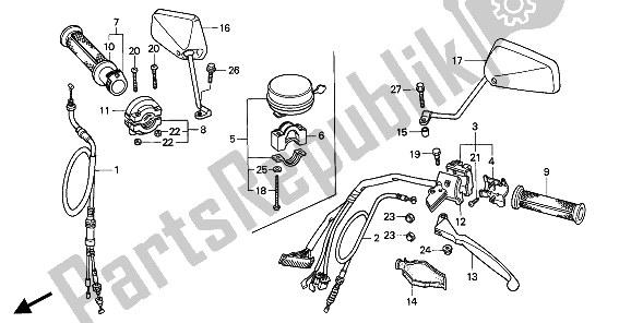 All parts for the Handle Lever & Switch & Cable of the Honda NSR 50S 1994