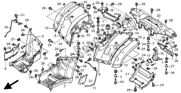 All parts for the Rear Fender of the Honda TRX 680 FA Fourtrax Rincon 2010