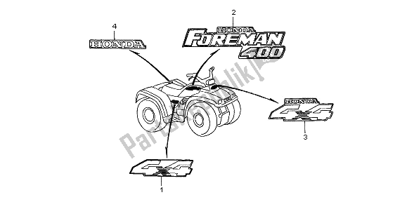 Tutte le parti per il Marchio del Honda TRX 400 FW Fourtrax Foreman 2000