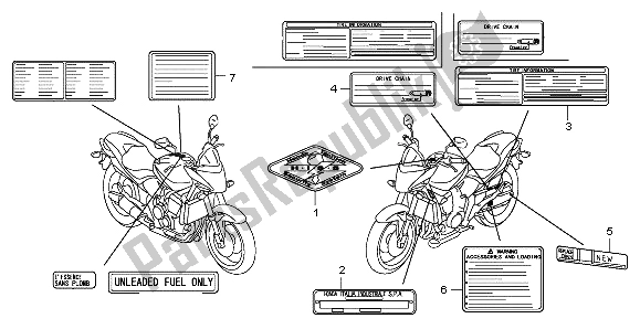 Tutte le parti per il Etichetta Di Avvertenza del Honda CB 600 FA Hornet 2007