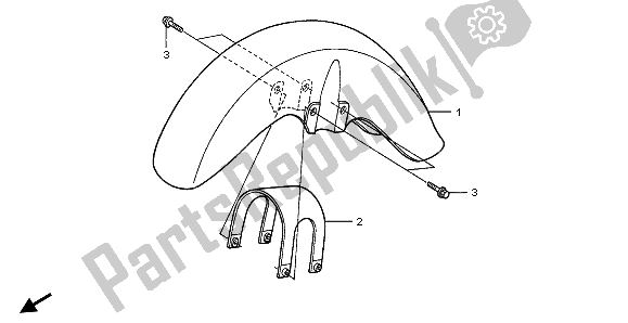 All parts for the Front Fender of the Honda VT 125C 2003
