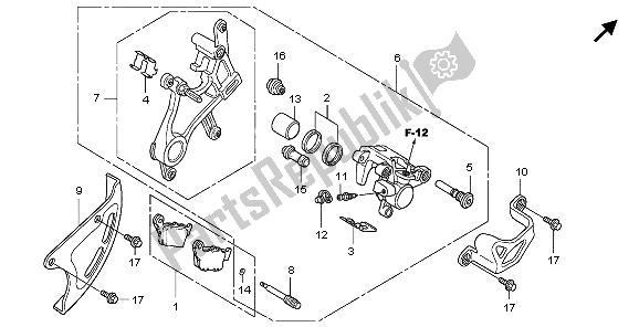 All parts for the Rear Brake Caliper of the Honda CRF 250X 2006