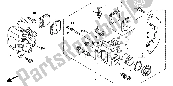 All parts for the Front Brake Caliper of the Honda TRX 420 FA Fourtrax Rancher AT 2013