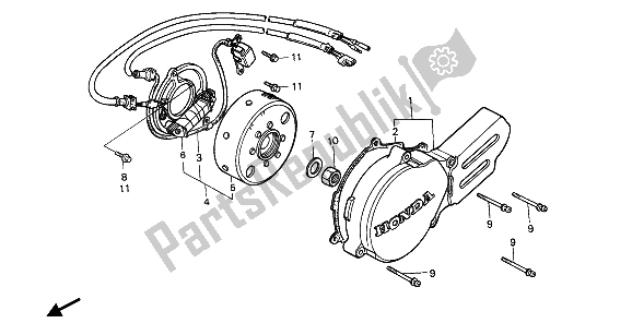 Todas las partes para Tapa Del Cárter Izquierdo Y Generador de Honda CR 80R2 1985