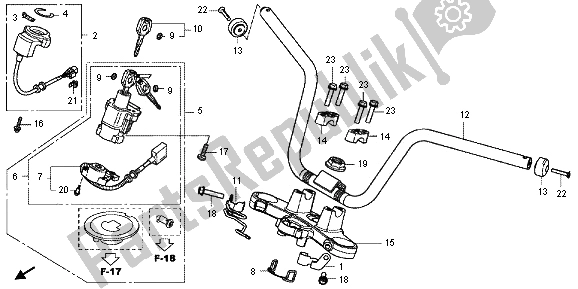Alle onderdelen voor de Handvatpijp & Hoogste Brug van de Honda VFR 800X 2013