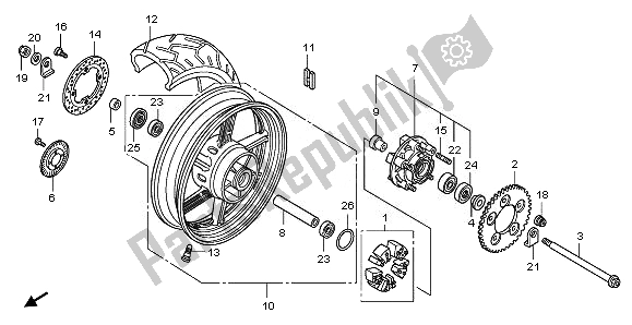 All parts for the Rear Wheel of the Honda CBF 1000 FS 2011