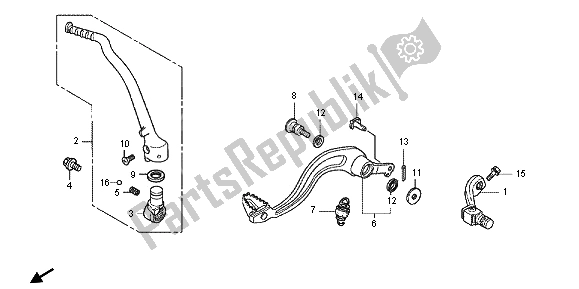 Alle onderdelen voor de Pedaal & Kick Startarm van de Honda CRF 250R 2013