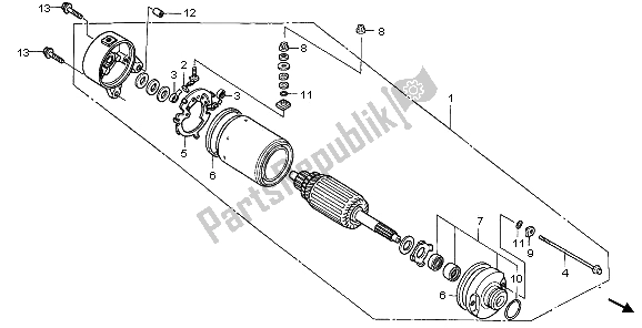 All parts for the Starting Motor of the Honda TRX 400 FA Fourtrax Rancher AT 2006