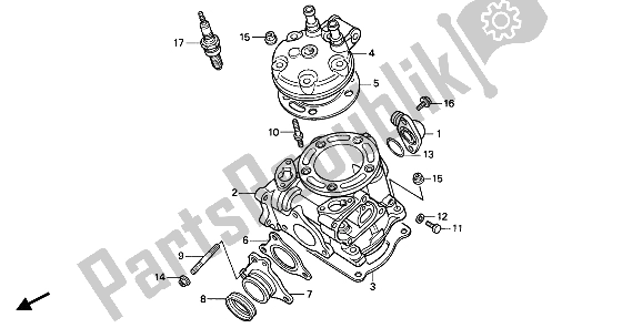 Todas las partes para Cilindro Y Culata de Honda CR 125R 1990