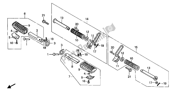 All parts for the Step of the Honda NSR 50S 1989