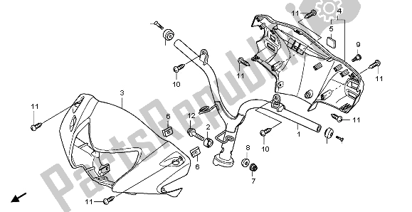 All parts for the Handle & Handle Cover of the Honda NHX 110 WH 2009