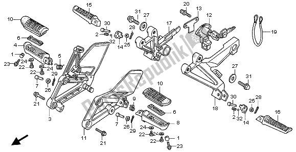 All parts for the Step of the Honda CBR 600F 1997