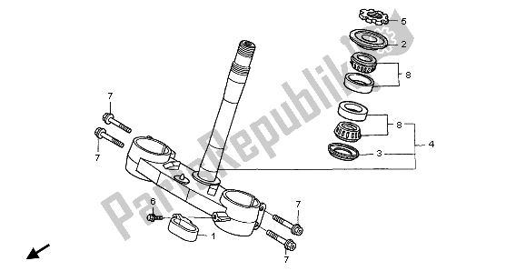 Todas as partes de Haste De Direção do Honda CRF 450R 2002
