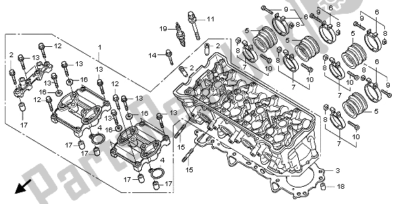 All parts for the Cylinder Head of the Honda CBF 1000S 2009