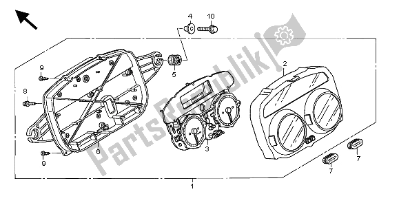 All parts for the Meter (kmh) of the Honda XL 1000V 2007
