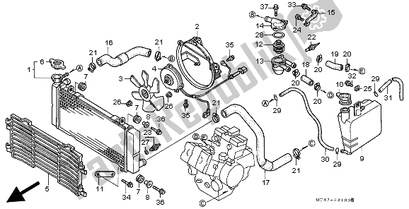 All parts for the Radiator of the Honda VFR 750F 1997
