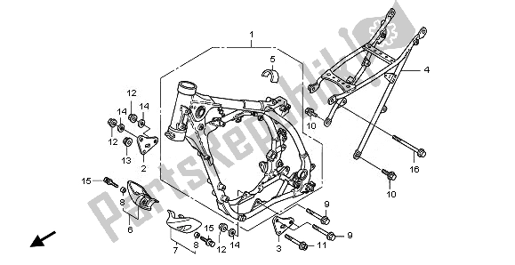 All parts for the Frame Body of the Honda CRF 150R SW 2008
