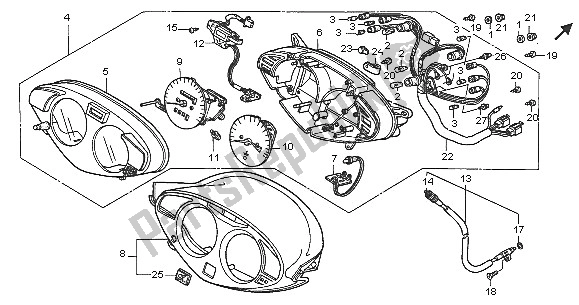 All parts for the Meter (kmh) of the Honda NT 650V 2005