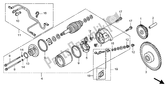 All parts for the Starting Motor of the Honda SH 125R 2008