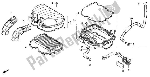 All parts for the Air Cleaner of the Honda CBR 600F 1992