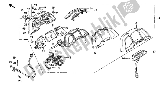 Toutes les pièces pour le Mètre (mph) du Honda VFR 750F 1989