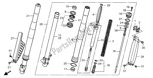 Tutte le parti per il Forcella Anteriore del Honda CRF 150 RB LW 2008