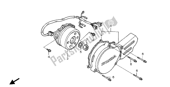 All parts for the Left Crankcase Cover of the Honda CR 85 RB LW 2006