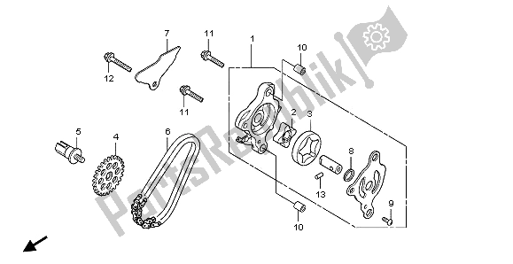 All parts for the Oil Pump of the Honda SH 300A 2009