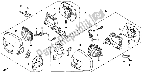 All parts for the Front Winker & Mirror of the Honda GL 1800A 2006