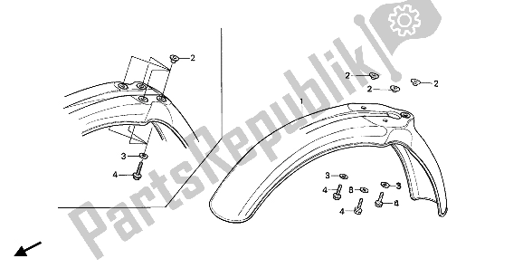 All parts for the Front Fender of the Honda CR 80R 1985