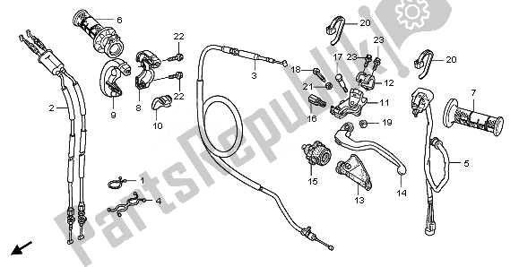 All parts for the Handle Lever & Switch & Cable of the Honda CRF 450R 2011