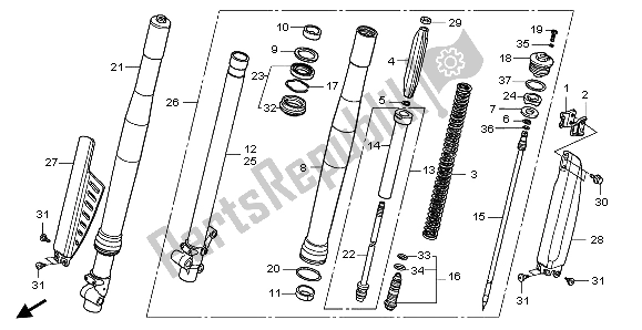 All parts for the Front Fork of the Honda CRF 150 RB LW 2007