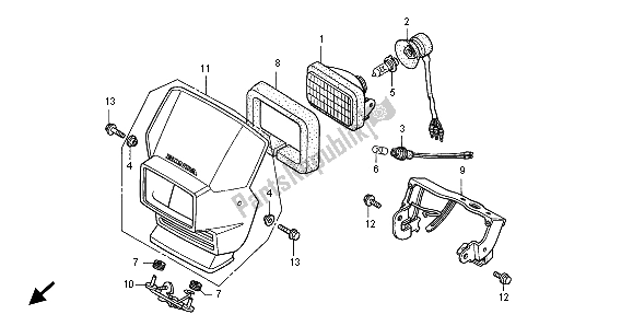 All parts for the Headlight (uk) of the Honda XLR 125R 1998