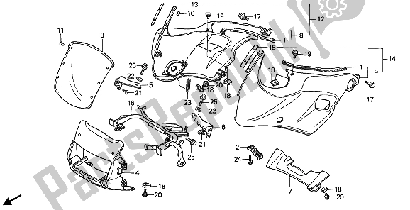 All parts for the Cowl of the Honda NSR 50S 1989