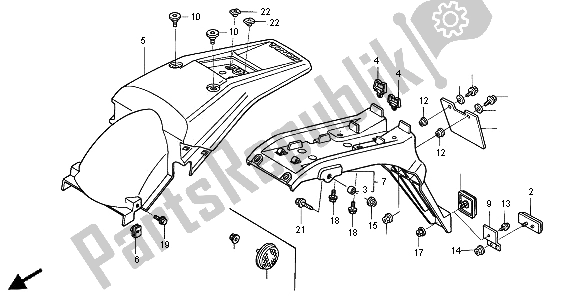 Alle onderdelen voor de Achterspatbord van de Honda XR 250R 1996