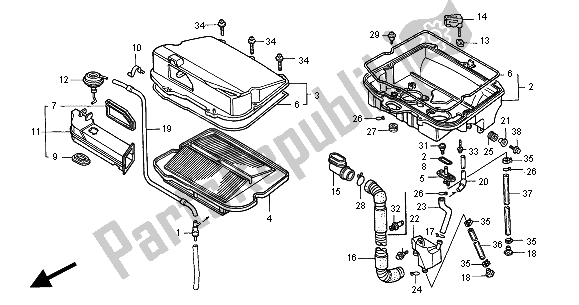 Todas las partes para Filtro De Aire de Honda GL 1500 SE 2000