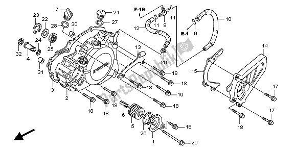 All parts for the L. Crankcase Cover of the Honda TRX 450 ER Sportrax 2009