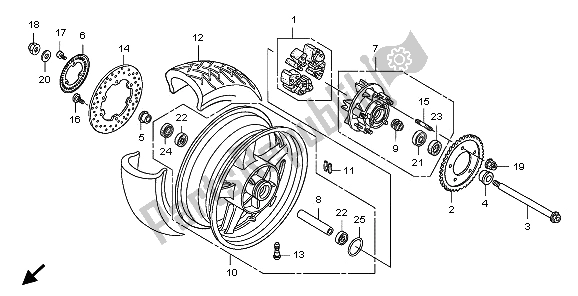 Alle onderdelen voor de Achterwiel van de Honda CB 1300A 2009