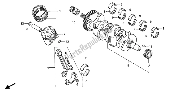 All parts for the Crankshaft & Piston of the Honda CBR 600F 1994