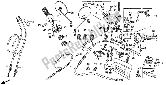 All parts for the Handle Lever & Switch & Cable of the Honda XR 250R 1986
