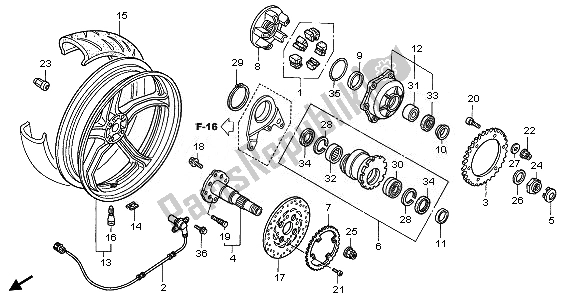 All parts for the Rear Wheel of the Honda VFR 800A 2010