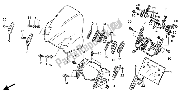 Tutte le parti per il Parabrezza del Honda ST 1300 2006