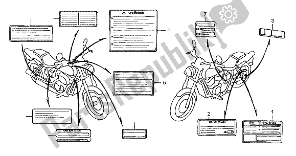 Alle onderdelen voor de Waarschuwingsetiket van de Honda VT 750 DC 2001