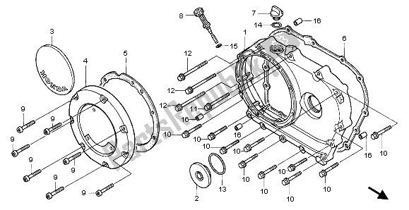 All parts for the Right Crankcase Cover of the Honda VT 1100C2 1995