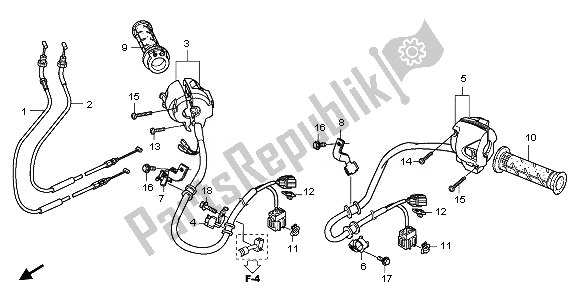 All parts for the Switch & Cable of the Honda NSA 700A 2008