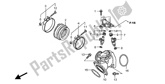 All parts for the Intake Manifold & Injector of the Honda VT 750C2B 2010