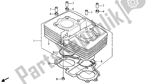 Tutte le parti per il Cilindro del Honda CB 125 TD 1988
