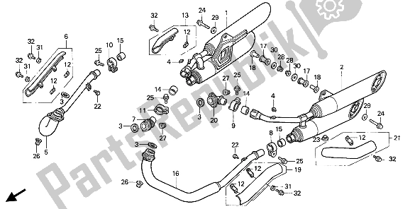 All parts for the Exhaust Muffler of the Honda VF 750C 1994