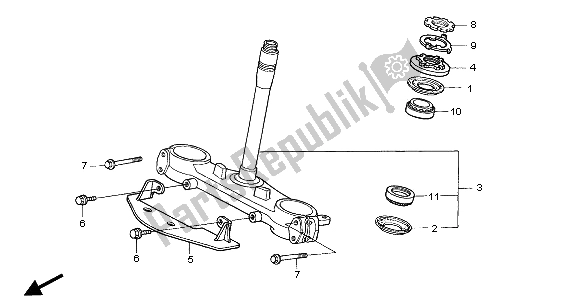 All parts for the Steering Stem of the Honda XL 1000V 2001